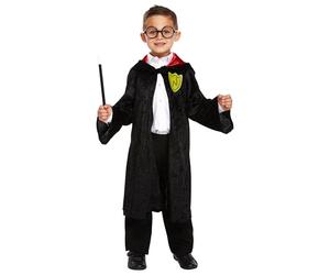 HENBRANDT Children’s Wizard Boy Magic School Robe with Red Lining Kids Costume School Book Day Halloween Outfit Magical Cloak Size Large Ages 10-12 Fancy Dress for Boys and Girls