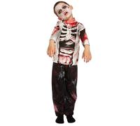 HENBRANDT Children’s Zombie Fancy Dress Costume Walking Undead Bloody Skeleton Living Dead Scary Monster Size Medium Ages 7-9 Halloween Fancy Dress for Boys
