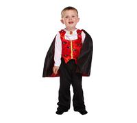 HENBRANDT Children's Deluxe Vampire Costume, Toddler, 3 Years | 3-Piece Set, Black and Red, Cape Included, Brocade Waistcoat