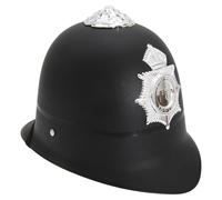 HENBRANDT Children’s Police Helmet Hard Black and Silver British Police Hat Bobby Helmet Policeman Uniform Dress Up Imaginative Play One Size Halloween Fancy Dress Costume Accessory for Kids