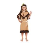 HENBRANDT Children's Native American Indian Girl Costume - Medium 7-9 Years - Fancy Dress Outfit with Fringe Detailing, Headband & Belt - Perfect for Halloween, Book Week & Parties