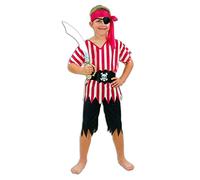 Henbrandt Boys Fancy Dress Costume Pirate Boy Medium red white striped top Pirate