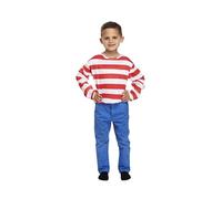 HENBRANDT Children’s Red and White Striped Top with Long Sleeves Kids Costume Find Me Boy School Book Day Halloween Fancy Dress Outfit Size Large Ages 10-12 Fancy Dress for Boys and Girls