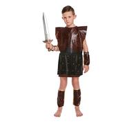HENBRANDT Children's Roman Warrior Costume - Historical Fancy Dress Outfit for Kids Size Medium Ages 7-9 with Tunic, Leg & Arm Guards, Perfect for Book Day and More