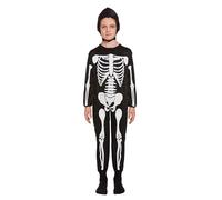 HENBRANDT Children’s Skeleton Fancy Dress Costume Spooky Skeleton Onesie Scary Bones Kids Halloween Fancy Dress for Boys and Girls (Age 10-12)