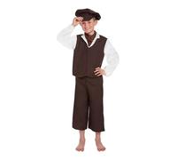 HENBRANDT Children's Victorian Boy Fancy Dress Costume Large Medium Small Years Complete Outfit with Hat Shirt Waistcoat Necktie Trousers School History Book Day