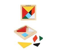 Henbrandt Children's Wooden Tangram Puzzle 7-Piece Logic Shape Game Brain Teaser Puzzles for Kids Developmental Toys Learning Games Party Bag Favours for Boys and Girls