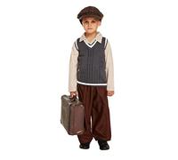 HENBRANDT Children’s Evacuee Boy with Flat Cap Fancy Dress Costume 1940s World War Two School History Day Fancy Dress for Boys Evacuee Outfit for Kids (Age 10-12)