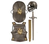 Henbrandt Child's Medieval Knight Armour Set - Helmet, Sword, Shield, Breast Plate Available in Bronze or Silver () Costume Accessory