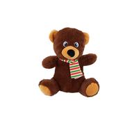 HENBRANDT Christmas Bear Plushie Soft Cuddly Toy - 20cm Brown Festive Teddy with Red Green Striped Scarf, for Children and Adults