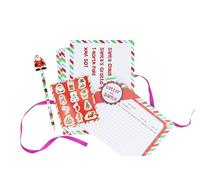Henbrandt Christmas Letter to Santa Claus 5 Piece Activity Pack for Kids Xmas Writing Set with Sticker Sheet and Pencil with Eraser Christmas Card Stocking Fillers Father Present Wish List