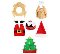 HENBRANDT Christmas Novelty Hat Collection - 6 Assorted Adult Festive Party Headwear Designs - Santa, Pudding, Elf & Xmas Tree Fancy Dress Costume Accessories