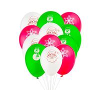 Henbrandt Christmas Party Balloons 3 Assorted Designs Pack of 12 for School and Office Xmas Parties