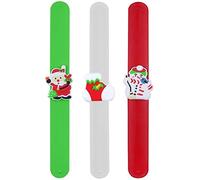 HENBRANDT Christmas Snap Bracelets - Assorted Designs Silicone Slap Bands Party Favours Stocking Fillers Loot Bag Toys for Kids Boys Girls Ages 3+