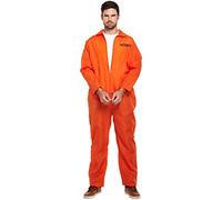 HENBRANDT Classic Orange Prisoner Overall Jumpsuit Boiler Suit Convict Prison Inmate Fancy Dress Costume Outfit