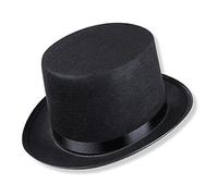 HENBRANDT Deluxe Black Lincoln Top Hat Hard Top Fancy Dress Hat Costume