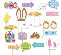 Henbrandt Easter Egg Hunt Arrow Signs 20 Piece Pack Assorted Photo Booth Accessories Garden Easter Decorations for Egg Treasure Scavenger Hunt Games Outdoor Easter Party Props