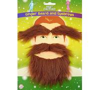 HENBRANDT Ginger Beard and Eyebrow 4-Piece Set Stick On Beard and False Moustache Novelty Scottish Highlander Halloween Fancy Dress Costume Accessory for Men and Women