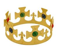 HENBRANDT Gold Royal Plastic Crown Medieval King Queen Royal Halloween Costume Multi Length Adjustable Toy Fancy Dress Costume Accessory for Adults and Children