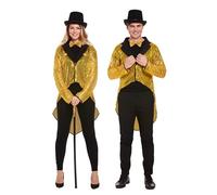 HENBRANDT Gold Sequin Tail Coat Adult Fancy Dress Costume - Unisex One Size Showstopper Theatrical Performance Outfit Perfect for Parties Halloween Carnival Stage Glamour
