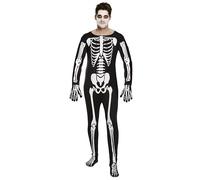 HENBRANDT Halloween Adult Skeleton Bodysuit Fancy Dress Costume - Realistic Bone Print Halloween Outfit for Men Unisex Spooky Party Jumpsuit One Size Fits Most