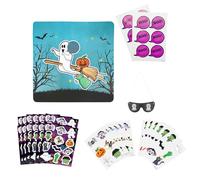 Henbrandt Halloween Game Night Party Pack with 14-Piece Stick the Boo on the Ghost Party Game + Halloween Temporary Tattoos + Stickers for Kids Trick or Treat Activity Game for Boys and Girls