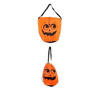 HENBRANDT Halloween Pumpkin Trick or Treat Bag - Vibrant Orange Fabric Drawstring Candy Bucket, Perfect for Kids Parties, Festivals & Spooky Celebrations, 22 x 35cm Size
