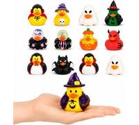 Henbrandt 12 x Mini Halloween Rubber Ducks 12 Assorted Spooky Designs Children’s Duckies Variety Pack Cruising Ducks Kids Bath Toys Trick or Treat Games Bathtub Play for Boys and Girls