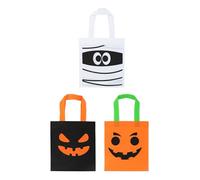 Henbrandt Halloween Treat Bags 3-Pack - Large 28cm x 34cm Trick or Treat Bags with Mummy, Pumpkin Designs - Kids Party Favour Goodie Bags for Spooky Celebrations