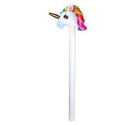Henbrandt Inflatable Unicorn White Unicorn Stick Blow Up Stocking Filler Party Bag Filler Photo Booth Beach Swimming Toys (Inflatable Unicorn Stick 110cm)