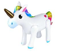 Henbrandt Inflatable Unicorn White Unicorn Stick Blow Up Stocking Filler Party Bag Filler Photo Booth Beach Swimming Toys (Inflatable Unicorn 53cm)