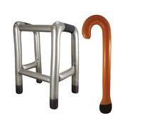 Henbrandt Inflatable Zimmer Frame + Inflatable Walking Stick 2-Piece Inflatable Bundle Joke Gift Birthday Retirement Old Age Pensioner Novelty OAP Party Props Fancy Dress Accessory Party Decorations