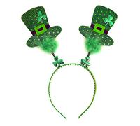 HENBRANDT Irish Hat Head Bopper with Shamrock and Green Fur Leprechaun Hats Headband Deely Boppers St. Patrick's Day Novelty Irish Gifts Fancy Dress Hair Accessory for Adults