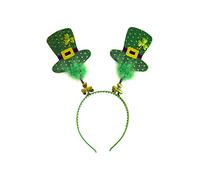 HENBRANDT Irish Hat Head Bopper with Shamrock and Green Fur Leprechaun Hats Headband Deely Boppers St. Patrick's Day Novelty Irish Gifts Fancy Dress Hair Accessory for Adults
