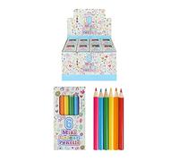 HENBRANDT 6x Mini Kids Colouring Pencils Pack of 6 Assorted Colours Children’s Stocking Fillers Wedding Activity Pack Birthday Loot Bag Party Favours Boys and Girls Unisex
