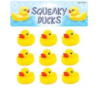 Henbrandt Mini Rubber Ducks Pack of 9 Squeaky Yellow Duck Bath Toy Paddling Pool Game Summer Water Fun Toys for Kids