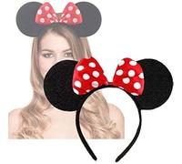 HENBRANDT Mouse Ears on Alice Band with Red and White Polkadot Spotted Bow Headband for Adults/Children - Fancy Dress Costume Head Band Accessory - Party Decoration Gift - UK (Red Polkadot Bow)