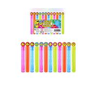 HENBRANDT Neon Yellow Smile Face Party Bubble Tubes with Wand (Pack of 12) Children's 4ml Party Bubbles Loot Bag Fillers Summer Games Kids Party Bags for Boys and Girls