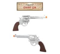 Henbrandt One Silver Cowboy Pistol Toy Gun 28cm - Wild West Fancy Dress Costume Accessory Revolver for Children Adults Role-Play Western Theme Party Celebrations