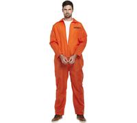 HENBRANDT Orange Prisoner Overalls with Handcuffs Adult Costume