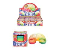 HENBRANDT Pack of 12 Plastic Rainbow Spring Toy for Kids 7.5cm Boxed Magic Spring Toys Retro Party Bag Fillers Lucky Dip Class Gifts Home School Rewards for Boys and Girls