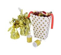 HENBRANDT Pack of 10 White and Gold Polka Dot Popcorn Boxes Empty Cardboard Treat Box Mini Sweet Containers for Birthday Sleepover Christmas New Year Movie Night Wedding Baby Shower Treat Boxes