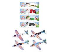 HENBRANDT Pack of 12 Christmas Gliders Kids Polystyrene Flying Gliders Xmas Stocking Fillers Toy Loot Bag Fillers Christmas Eve Party Favours Poly Gliders for Girls and Boys
