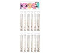 Henbrandt Pack of 12 Wedding Celebration Bubble Wands with White Heart Toppers 4ml Bubble Tubes Wedding Party Accessories White Party Bag Fillers Wedding Favours Team Bride Bubbles for Bridal Shower