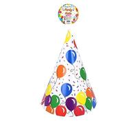 HENBRANDT Pack of 6 Balloon Cone Party Hats DIY Party Accessories Multicoloured Party Supplies Triangle Cone Hat Party Pack Family Birthday Party Hats for Kids and Adults