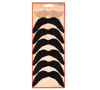 Henbrandt Pack of 6 Black Fake Moustaches Stick On False Moustaches Funny Novelty Joke Party Bag Favour Loot Bag Filler Halloween Fancy Dress Costume Accessory for Men and Women