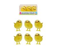 HENBRANDT Pack of 6 Fluffy Yellow Chicks Mini Easter Chick Decorations for Easter Art and Crafts Little Chicken Spring Decorations Kids Egg Hunt Easter Bonnet Decoration and Cake Decorations