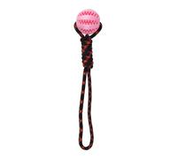 HENBRANDT Pink Dog Ball on 34cm Rope - Rubber Dog Toy for Tug & Fetch