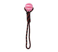 HENBRANDT Pink Dog Ball on Rope 34cm Durable Rubber Ball with Rope Handle for Interactive Dog Training and Exercise Chew Toy Fetch Catch Throw Tug of War Dog Toys and Accessories