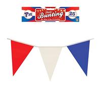 Henbrandt Red, White & Blue PVC Party Bunting 25 Pennants Flags 7m Long (Pack of 6)